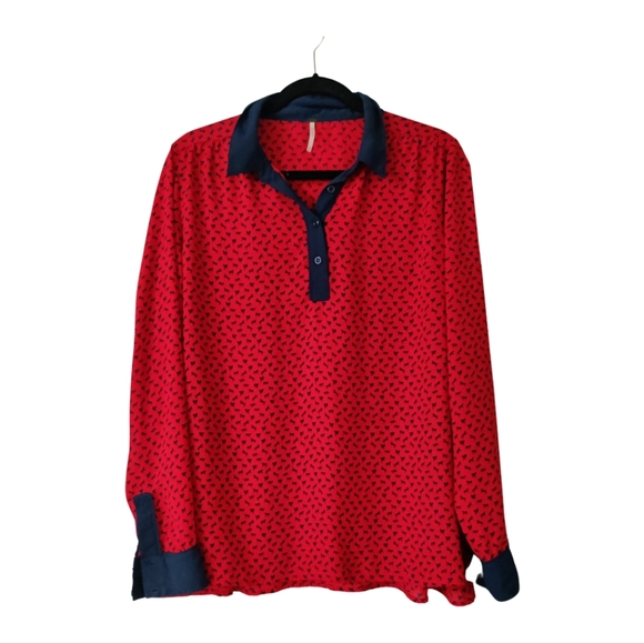 Free People Tops - Free People Horse Print Loose for collared shirt